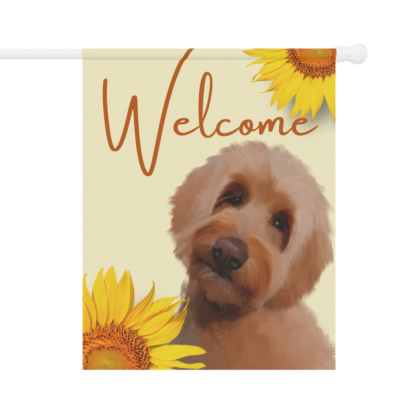 Welcome Sunflower Doodle Garden Flag