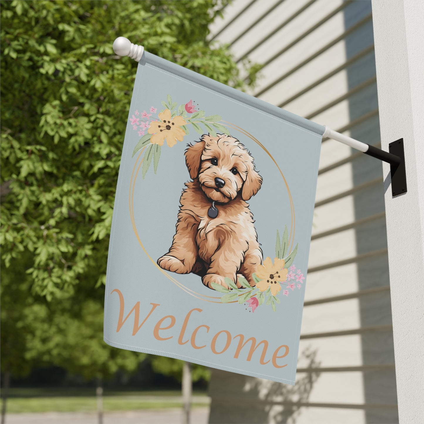 Welcome Doodle Flag - Floral