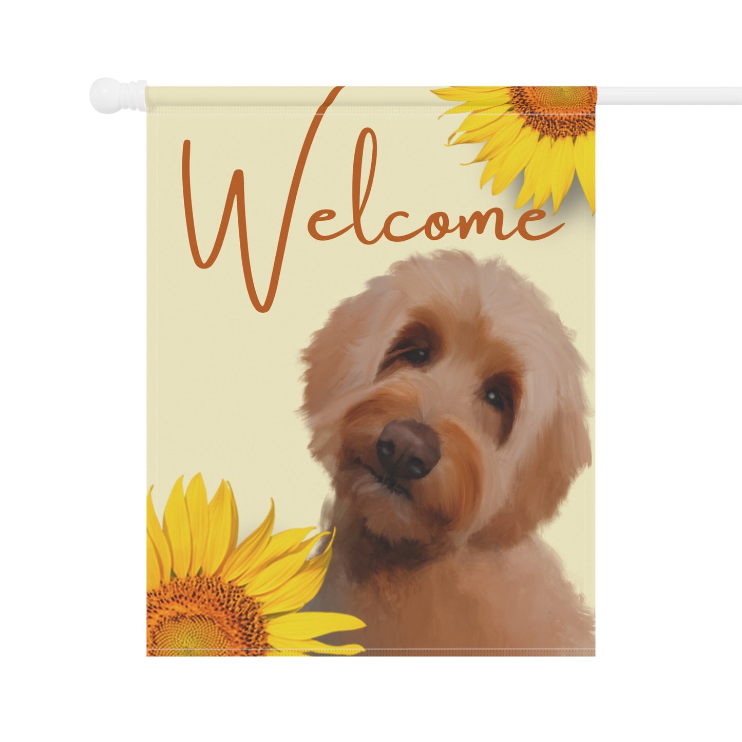 Welcome Sunflower Doodle Garden Flag