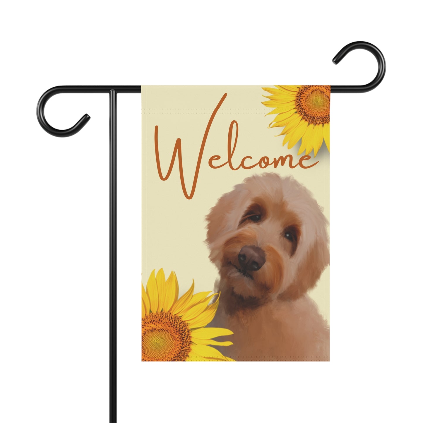 Welcome Sunflower Doodle Garden Flag