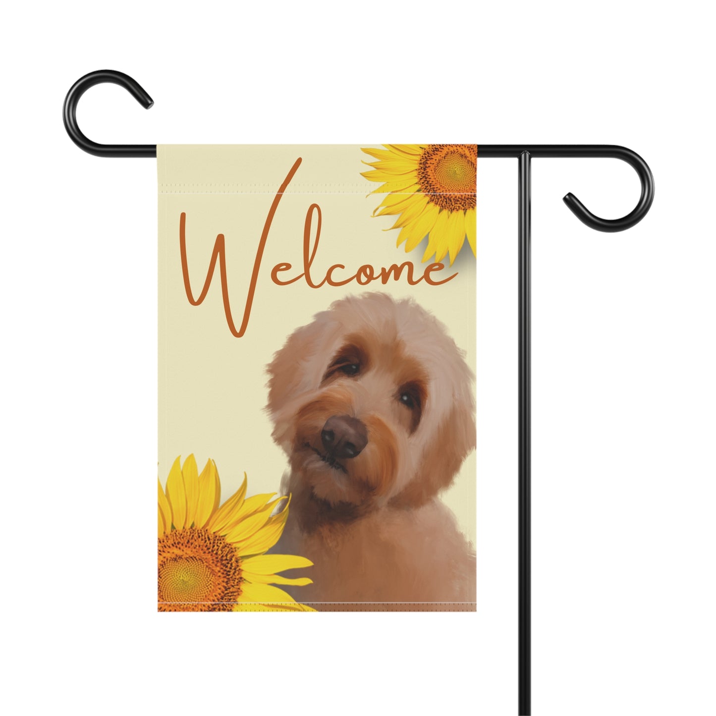 Welcome Sunflower Doodle Garden Flag