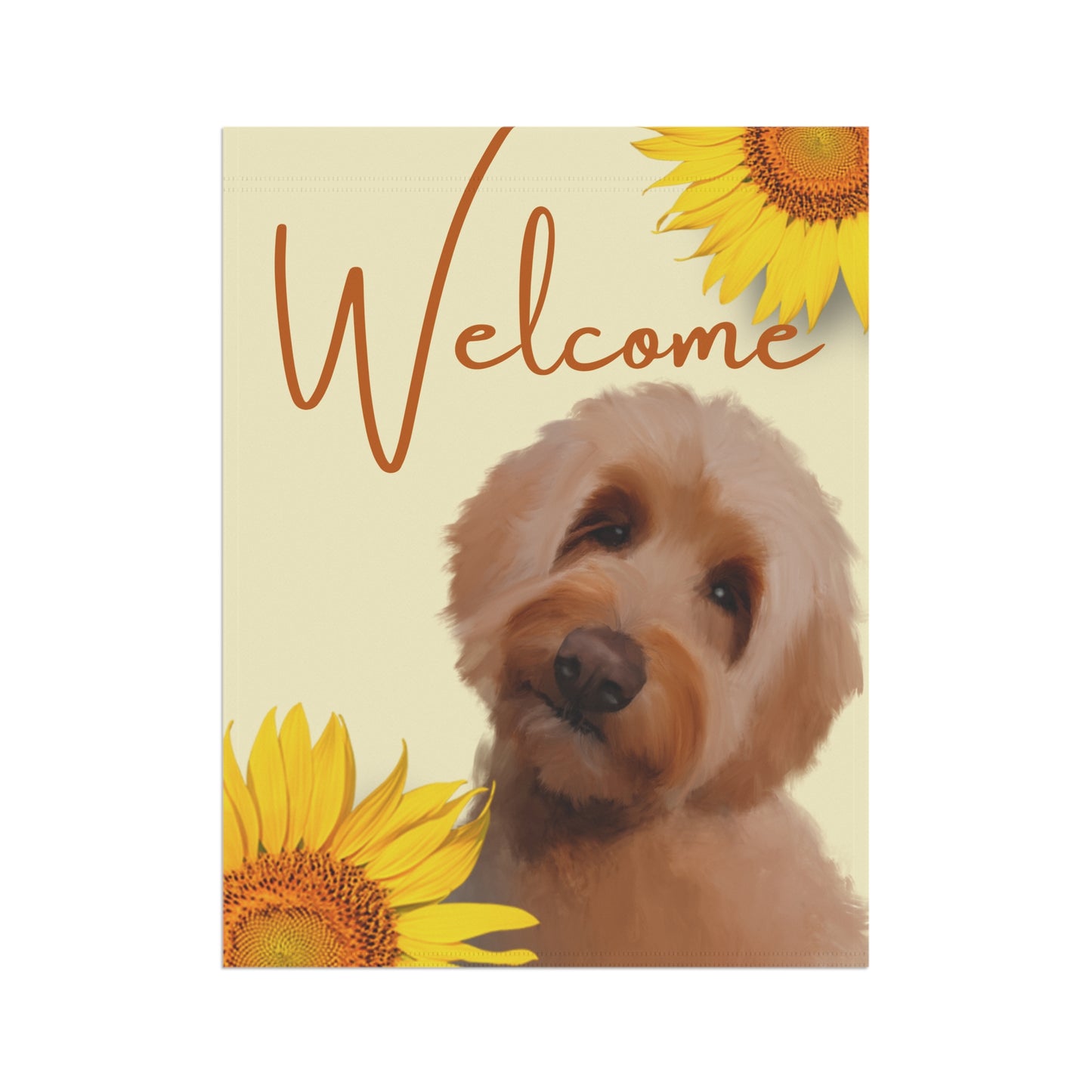 Welcome Sunflower Doodle Garden Flag