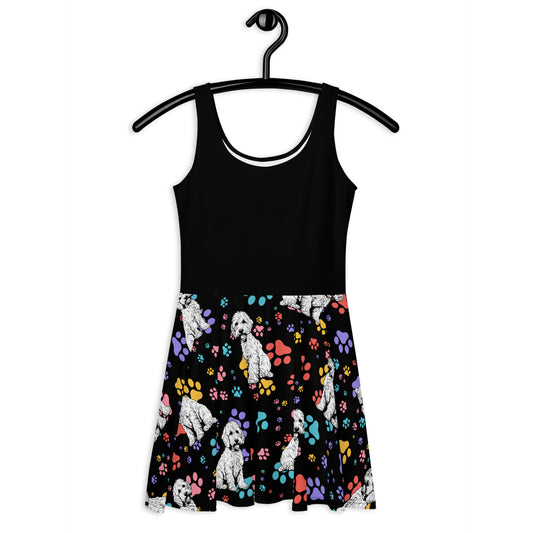 Doodle Dress Black Skater Dress