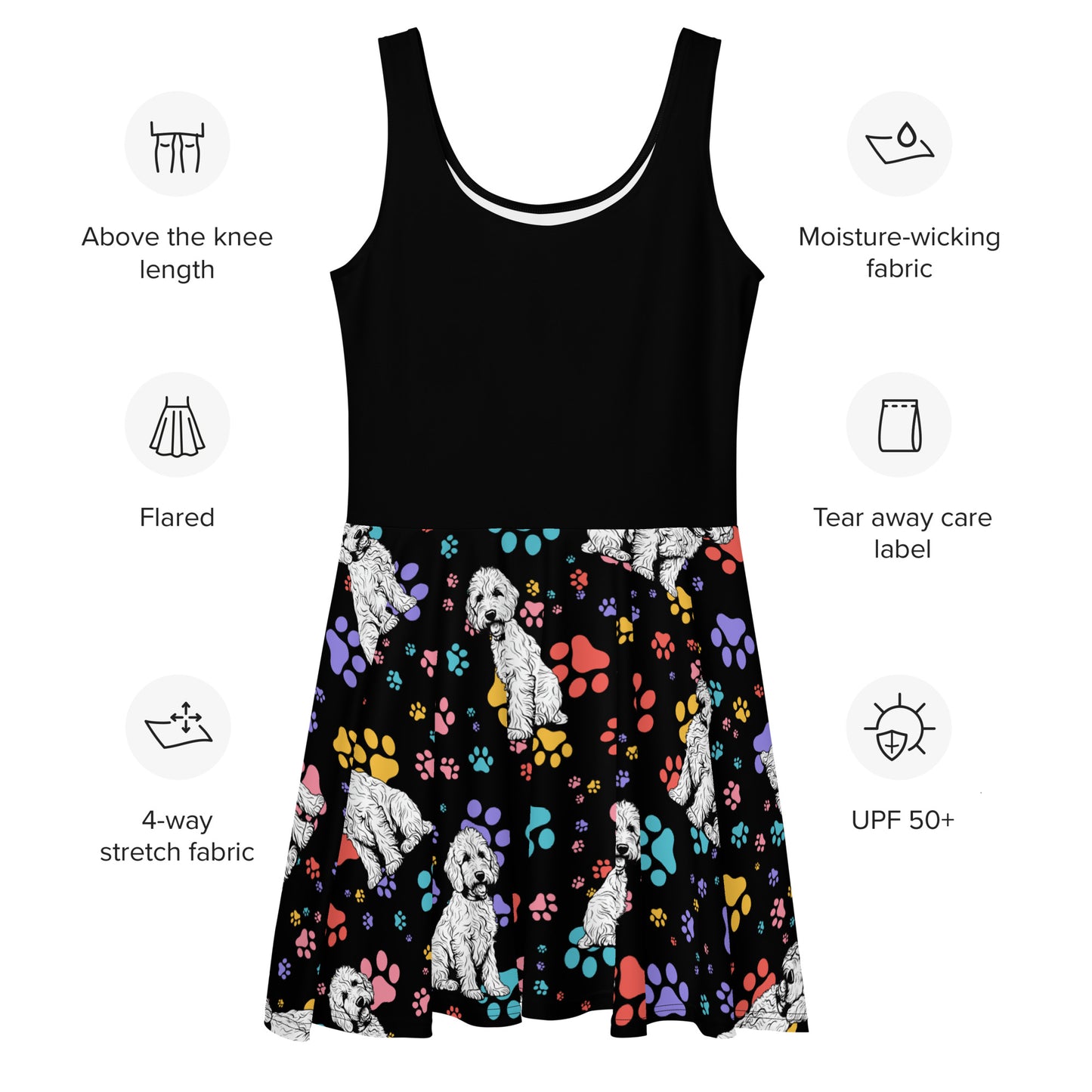 Doodle Dress Black Skater Dress