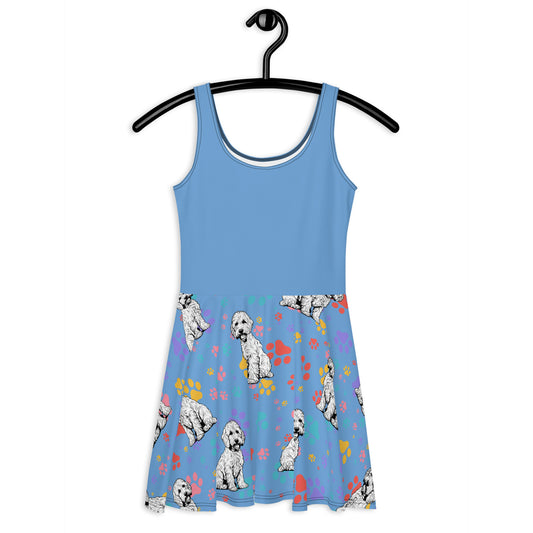 Doodle Dress Blue Skater Dress