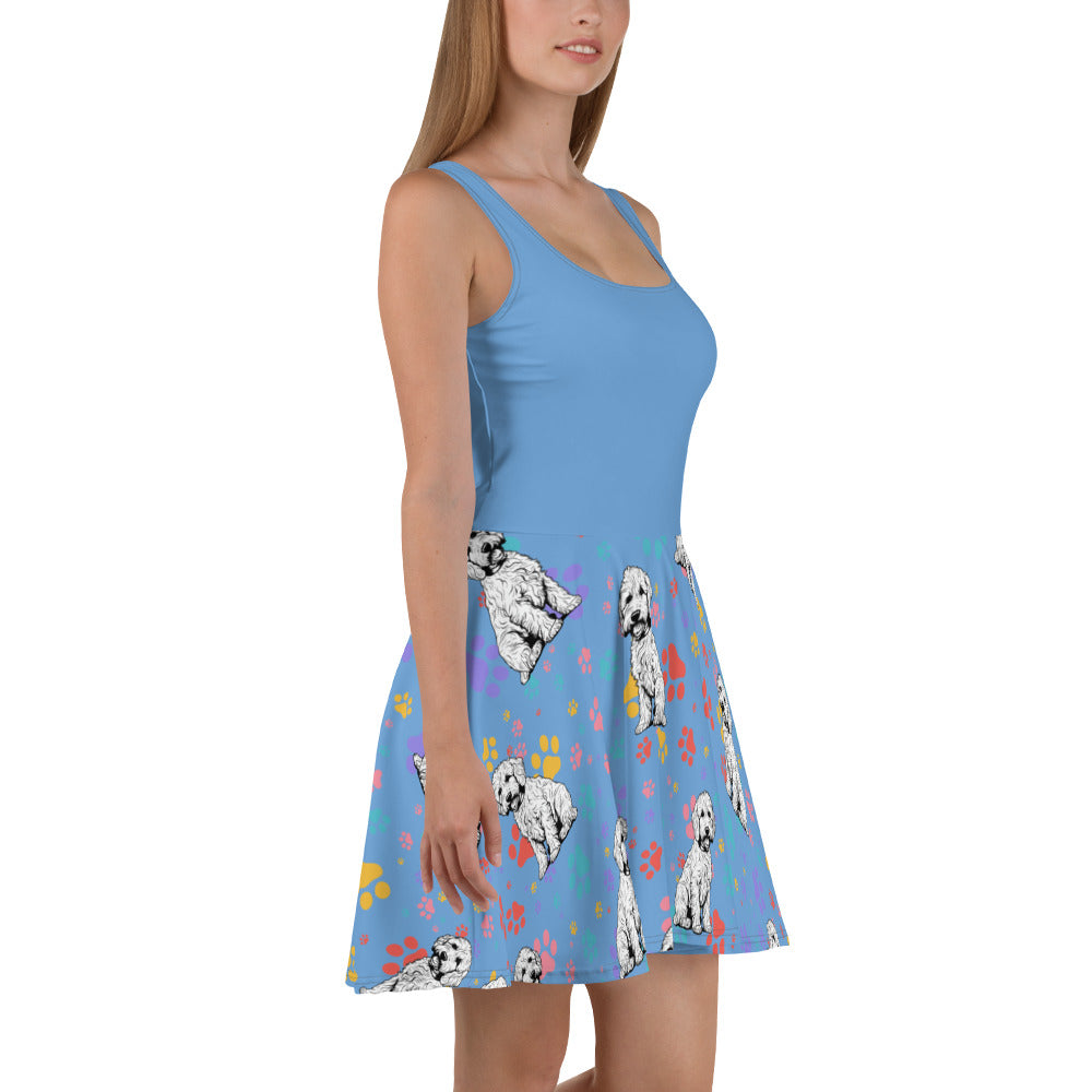 Doodle Dress Blue Skater Dress